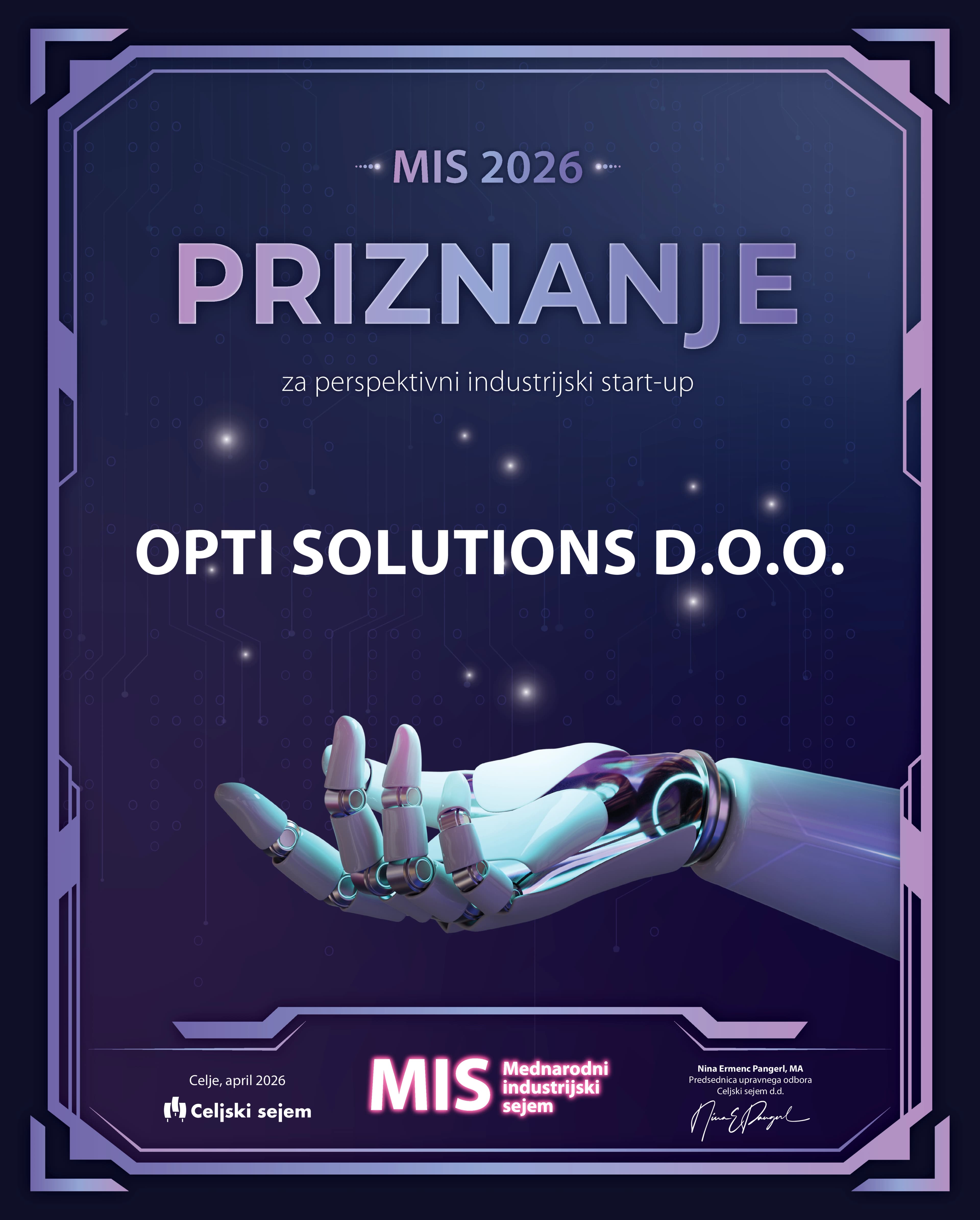 MIS Priznanje za perspektivni industrijski start-up