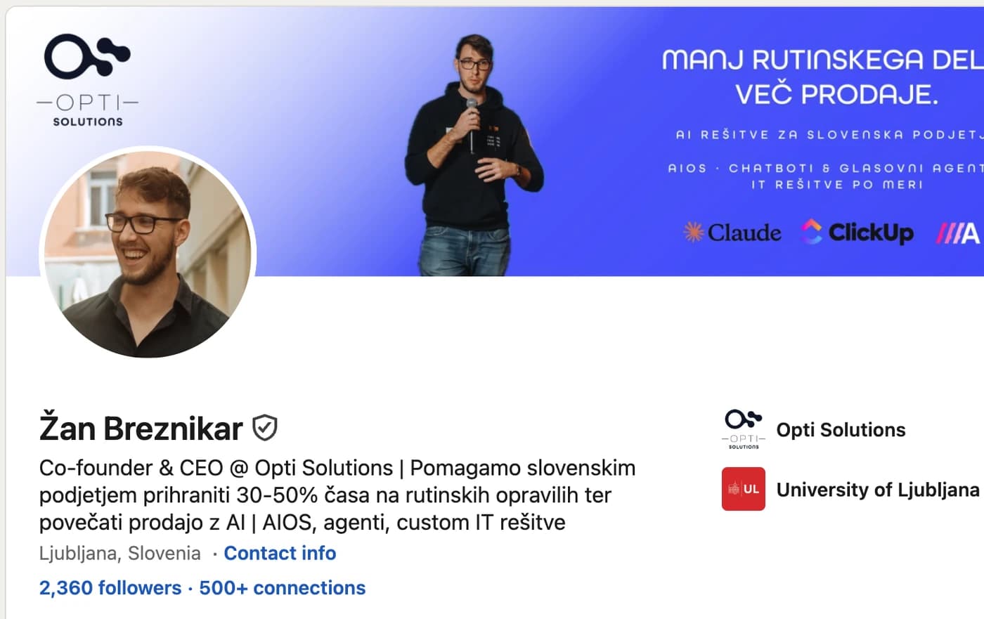 Profil Žana Breznikarja na LinkedInu