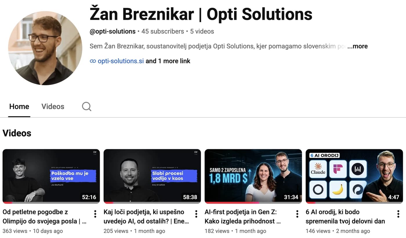 Kanal @opti-solutions na YouTubu