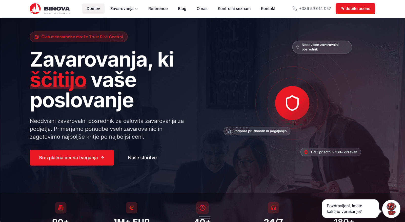 Bi Nova spletna stran - hero sekcija